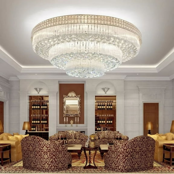 GMizon 31.5" Luxury K9Crystal Chandelier LED Lamp Flush Mount Ceiling Lighting Fixture