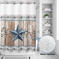 thumbnail image 2 of No Hook Shower Curtain, Texas Star Rustic Shower Curtains for Bathroom with See Through Top Window, Country Blue Berry Brown Wooden Plank Waterproof & Washable Bath Curtain Stall 48"x72", 2 of 9