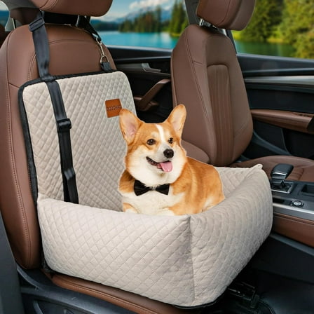 Dog Car Seat Pet Booster Seat Pet Travel Safety Car Seat,The Dog seat Made is Safe and Comfortable, and can be Disassembled for Easy Cleaning (Beige)