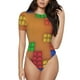 thumbnail image 1 of Fotbe Colorful Building Blocks A Body de Mujer con Cuello Redondo y Mangas Cortas, Sin Mangas Ajustado, Suave, Cómodo y Básico-Small, 1 of 7