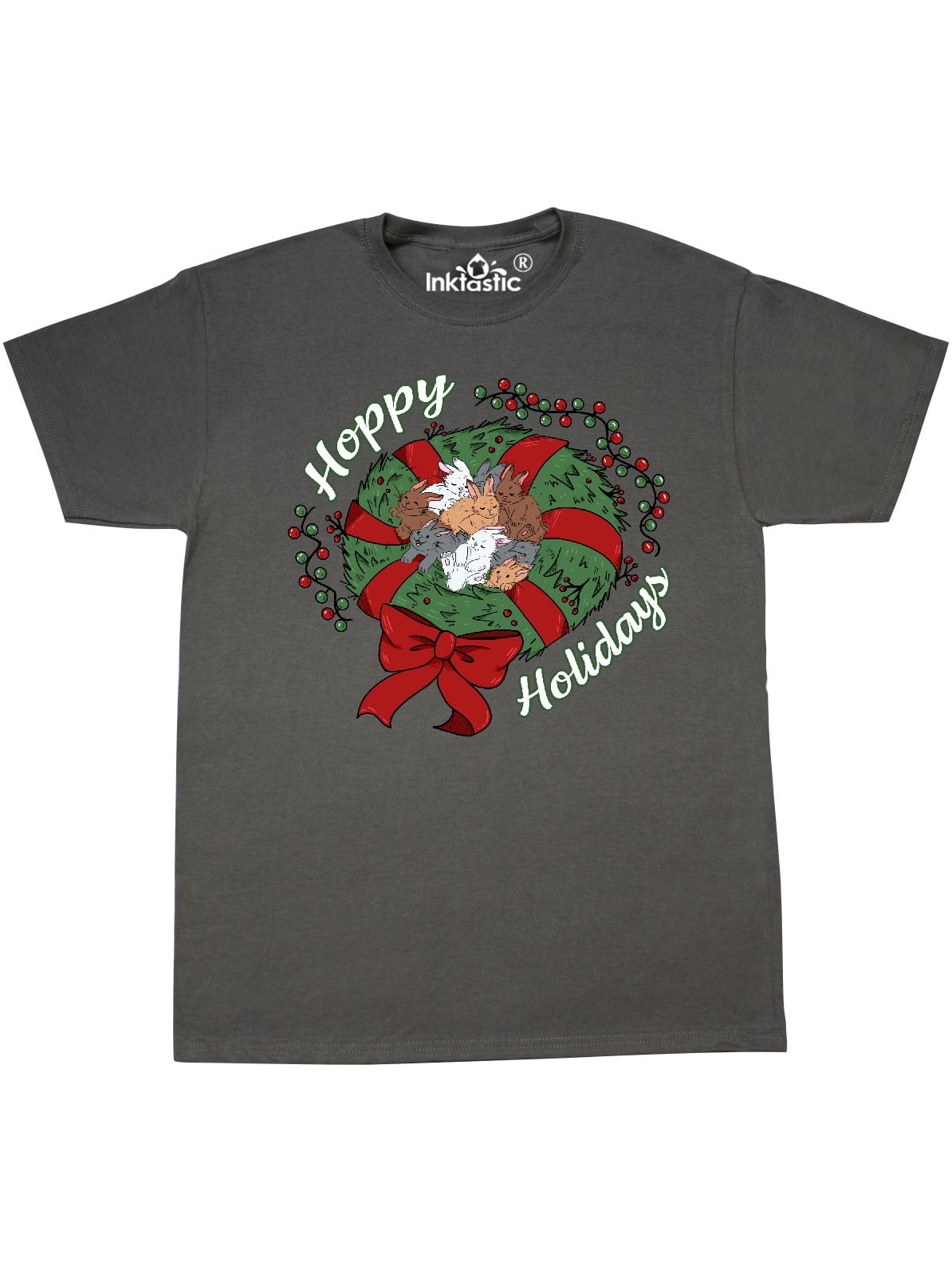 INKtastic - Hoppy Holidays Bunnies in Christmas Wreath with Red Bow T ...