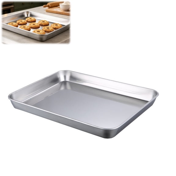 Stainless Steel Baking Tray, Rectangle Oven Baking Pan for Cookie Cake Bread, 26x15x1.2cm