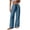 A Blue, variant on Women Pants Ndbuld Women's Linen Wide Leg Pants Elastic Waist Drawstring Casual Trousers With Pockets For Summer Beach Daily Wear Mint Green M