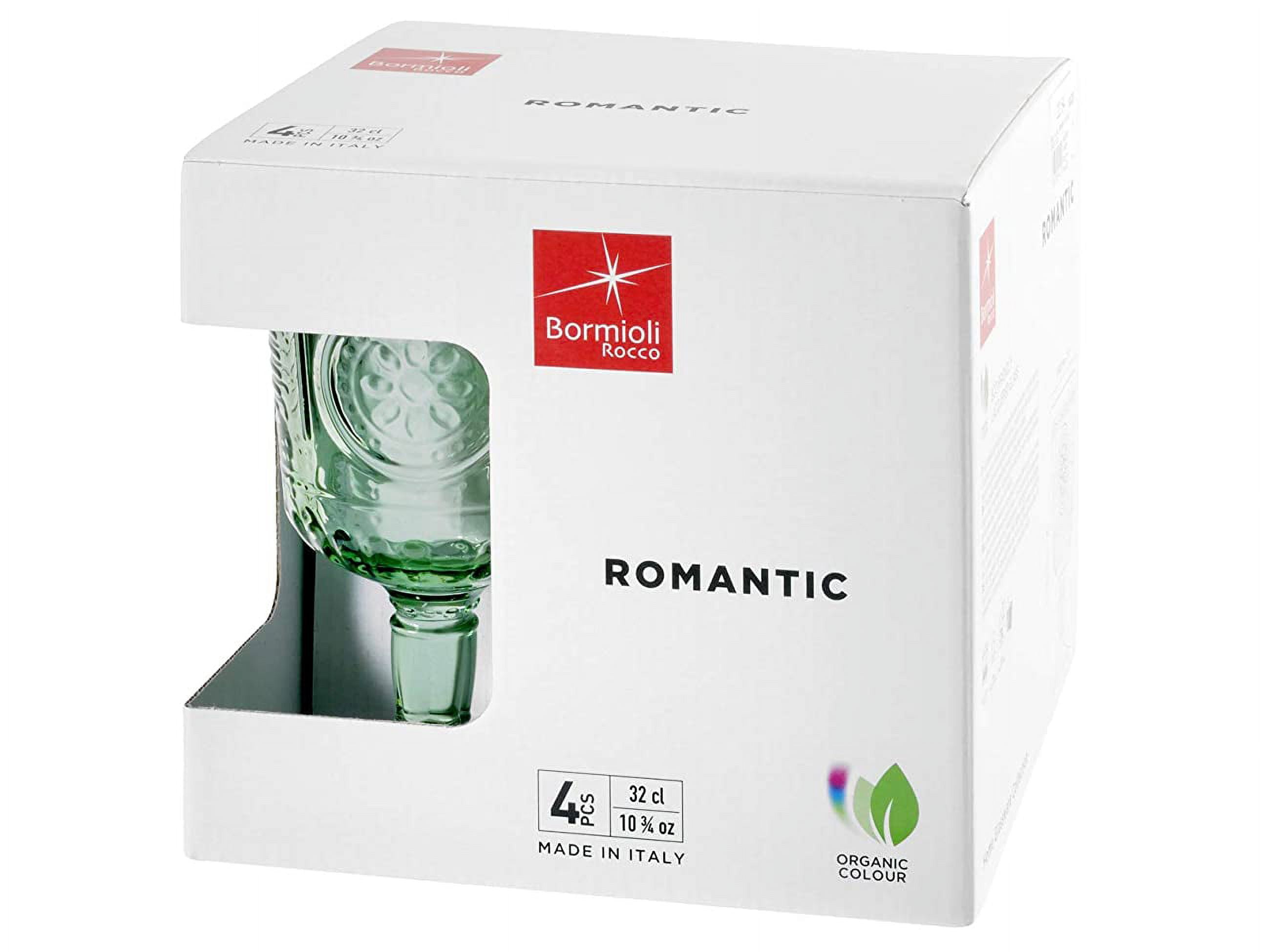 Bormioli Rocco 335945GRS021524 Romantic Stemware Glass, Set of 4, 10.75 oz, Pastel Green
