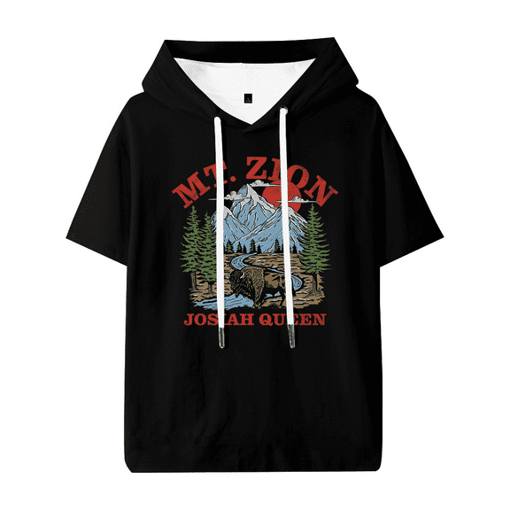 Josiah Queen Mt. Zion Hooded T-shirt Unisex Short Sleeve Tee Casual Trendy Tops
