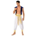 thumbnail image 4 of YEAHDOR Mens Halloween Cosplay Costume Ancient Greek God Gladiator Prince Role Play Costume Waistcoat with Pants Blue 3XL, 4 of 6