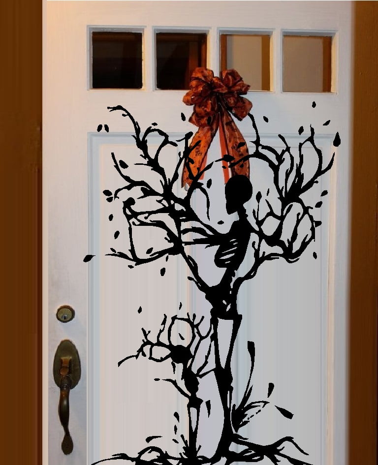 Decal ~  Skeleton Tree, Mom and Kid ~ Halloween Decal  20' x 30' THESE ARE NOT WINDOW CLINGS