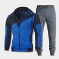 thumbnail image 4 of Aimik Men's Sweatsuit 2 Pieces Set Casual Jogging Athletic Hooded Tracksuit Full Zip Color Blocks Long Sleeve Outfit-Blue XXXL, 4 of 5