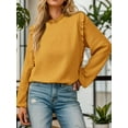 thumbnail image 3 of Weardear Women's Fall Fashion Blouse Dressy Casual Long Sleeve Crewneck Ruffle Tops Shirt Loose Pullover, 3 of 7