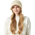 thumbnail image 3 of Womens Winter Hat Warm Knit Hat Slouchy Beanie Cap with Brim, Fleece Lined Ear Protection Beret Hat Newsboy Cap, Winter Gifts Outdoor Daily Adjustable 21.7 - 23.6 Inch, 3 of 7
