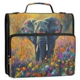 thumbnail image 2 of YAZAOO Zipper Binder trapper keeper Documents Organized Design Elephant in Colorful Flower Field Printed, 2 of 8