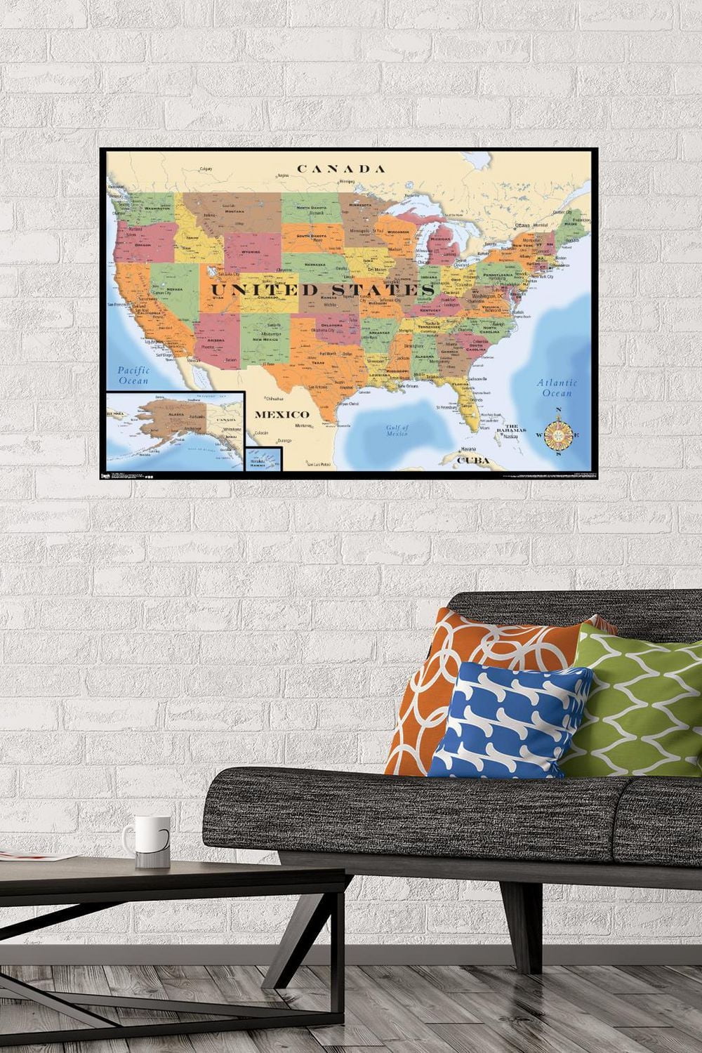 Map - USA Wall Poster, 22.375" x 34" Framed