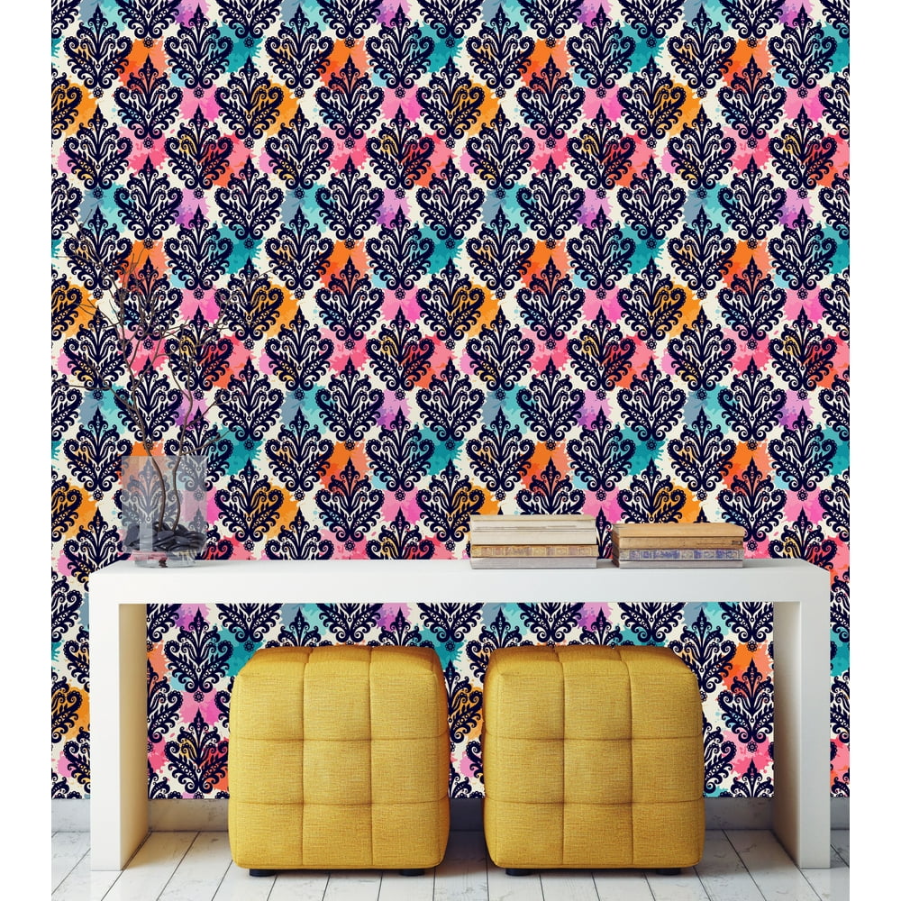 Bright Damask Pattern Peel and Stick Wallpaper - Walmart.com - Walmart.com