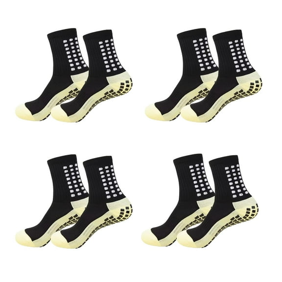 WILLED Men's Soccer Socks Anti Slip Non Slip Grip Pads for Football Basketball Sports Grip Socks, 4 Pair