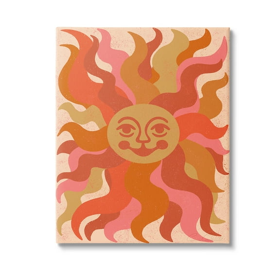 Stupell Industries Celestial Smiling Sun Landscape Painting Gallery Wrapped Canvas Art Print Wall Art, 16 x 20