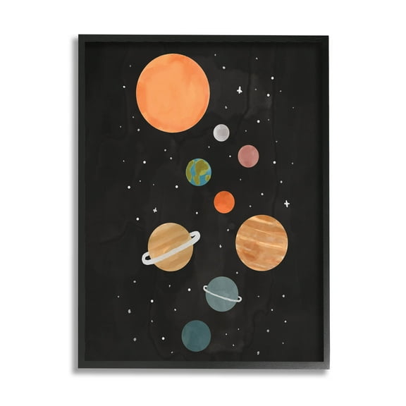 Solar System Planets Sky Art for Kids Graphic Art Black Framed Art Print Wall Art
