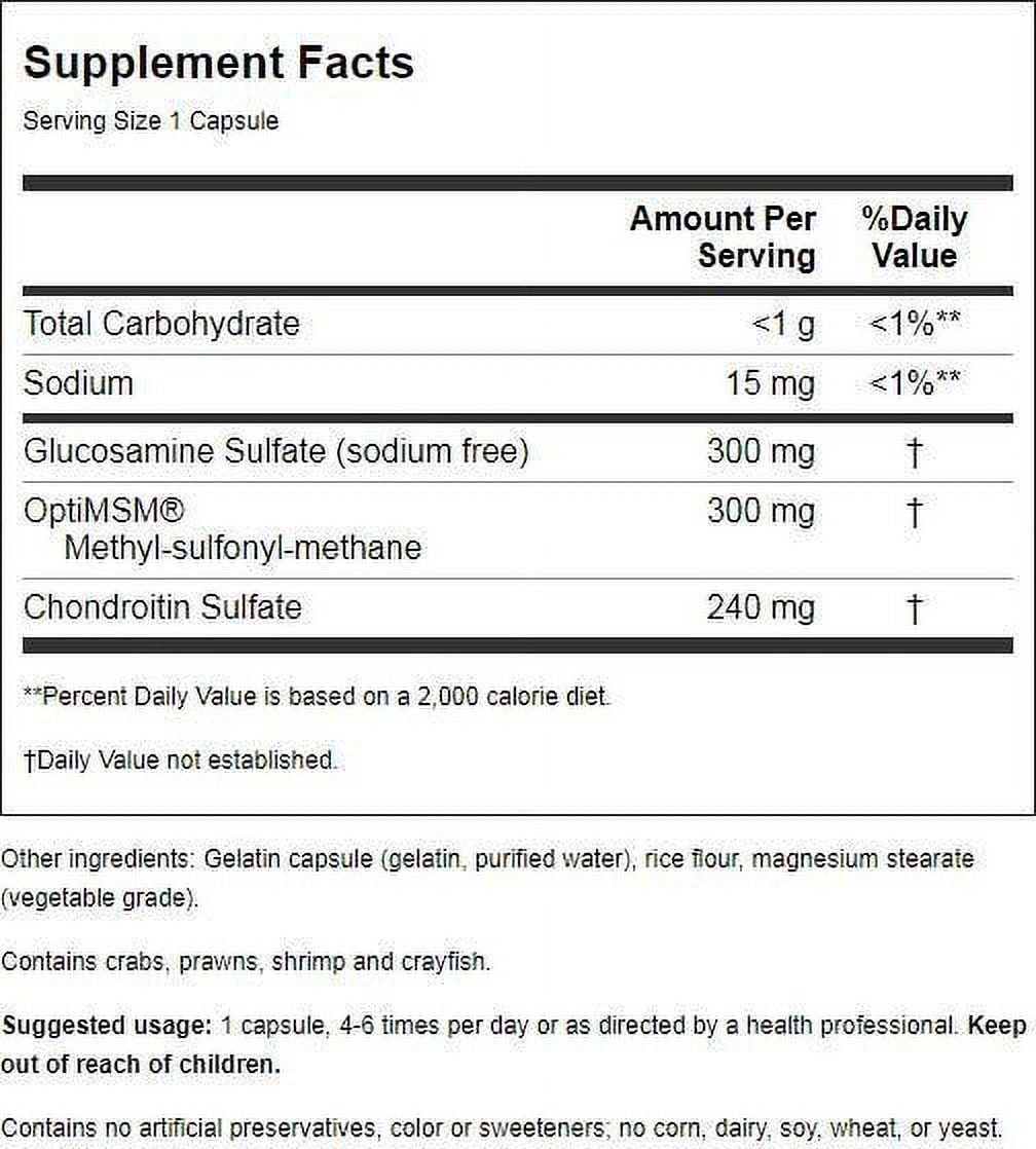 Natural Factors MSM Joint Formula, Supports Healthy Joints, Muscle and Cartilage with Glucosamine and Chondroitin Sulfate, 180 Capsules