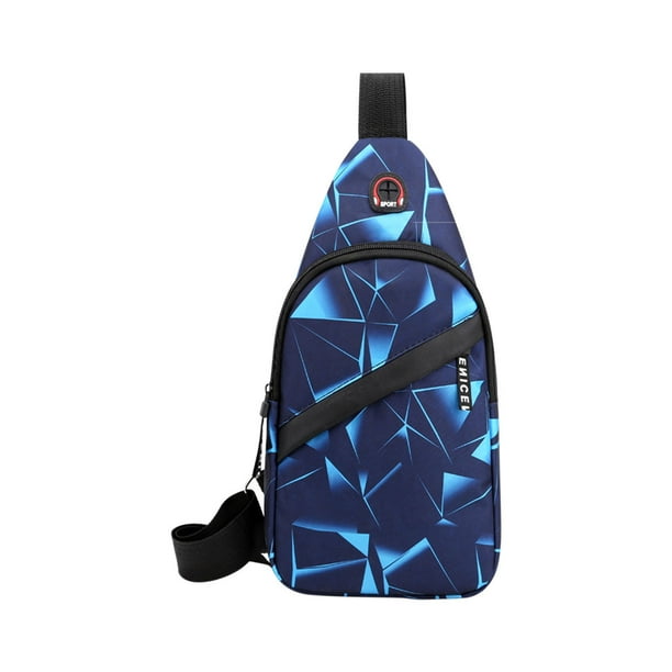 Bolsa de pecho para hombres para viajes y exteriores - Bolsa mensajera ligera de nailon con jack para auriculares y almacenamiento en varias capas