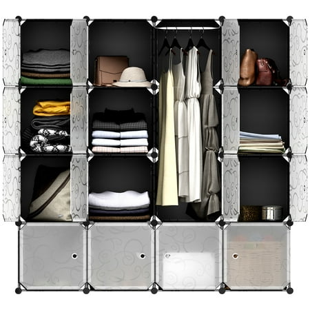 16 Cube Curly Patterned Black Interlocking Modular Storage