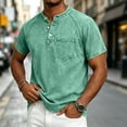 thumbnail image 6 of Miqool Washed Denim Shirt for Man Short Sleeve Collared Casual Lightweight Ruched Summer Jean Top with Chest Pockets, 6 of 8