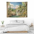 thumbnail image 3 of ONETECH Beautiful Eden Palace Balcony Garden Tapestry Lake Mountain Scene European Vintage Building Nature Landscape Wall Hanging Aesthetic Tapestry for Bedroom Living Room Dorm Art Blanket, 3 of 7