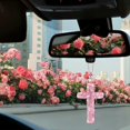 thumbnail image 3 of Diamond Cross Car Rear View Mirror Pendant, Crystal Rhinestone Hanging Charm for Car and Home Decor（Pink）, 3 of 6