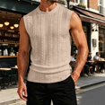 thumbnail image 2 of Sewkxo Men's Knitted Tank Tops Casual Sleeveless Shirt Summer Lightweight Trendy Light Tank Tops,Khaki S, 2 of 8