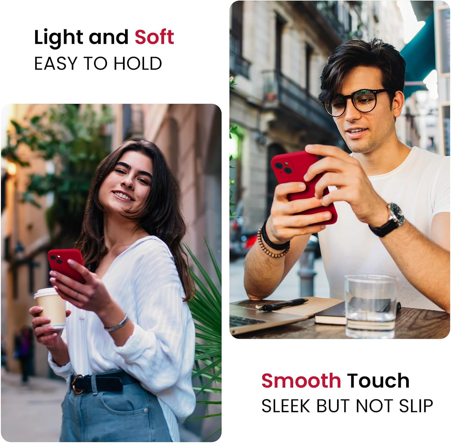 for iPhone 15 Plus Case, Silicone Upgraded [Camera Protection] Case with [2 Screen Protectors], Soft Anti-Scratch Microfiber Lining Inside, 6.7 inch, Deep Red