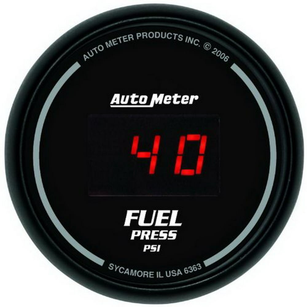 AutoMeter 6363 Digital Fuel Pressure Gauge; 21/16 in.; Black Dial Face; Red Digital