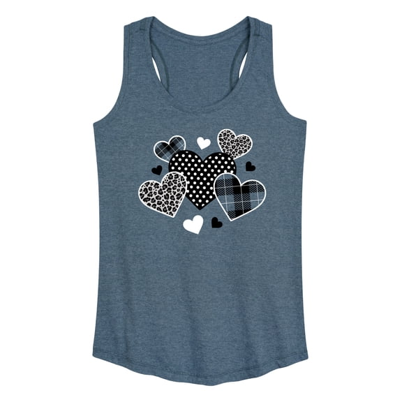 Instant Message - Mixed Patterned Hearts - Women's Racerback Tank Top