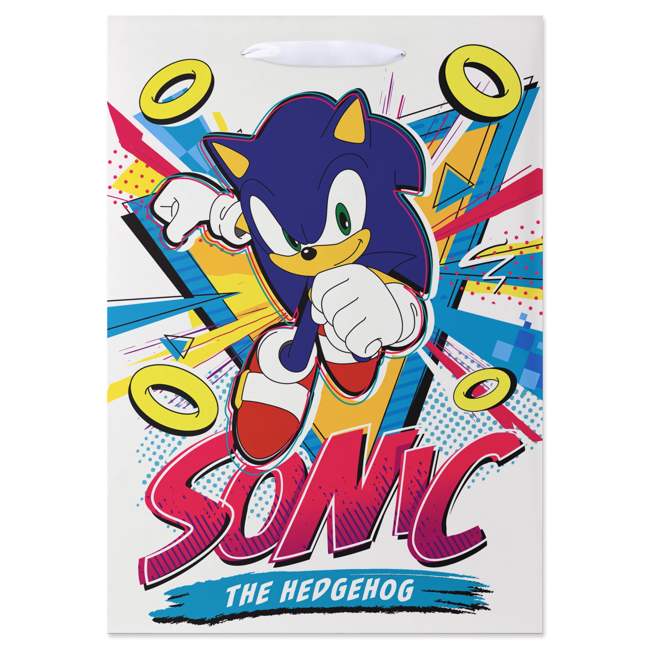 American Greetings 10 in. Sonic The Hedgehog Medium White Gift Bag (1-Count)
