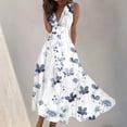 thumbnail image 3 of Frostluinai Fall Dress for Women 2023! Plus Size Cocktail Dress Wrap Deep V Neck Sleeveless Floral Swing Dresses A-Line Bohemian Maxi Party Wedding Guest Dresses, 3 of 5