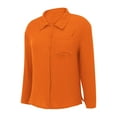 thumbnail image 6 of TTUHYWXI Womens Button Down Shirts Cotton Dress Shirt Long Sleeve Oversized Boyfriend Solid Tunic Tops with Pockets (Orange, L), 6 of 6