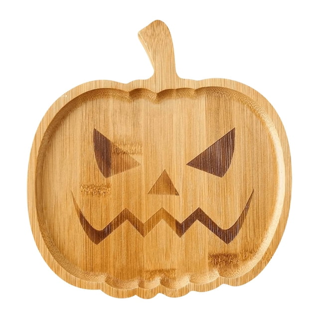 Plateau en Bois Réutilisable pour Halloween - Plateau de Service en Forme de Citrouille pour Collations, Fromage et Apéritifs, Parfait pour les Réunions de Vacances