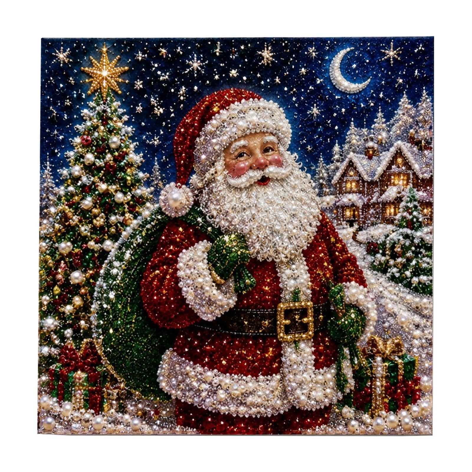 Christmas Diamond Art Kit Santa Claus Pearl Diamond Painting Wall Art for Home Decor Diy Adult Craft Kit for Holiday Gatherings