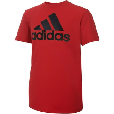 Adidas Big Boy's Short Sleeve Aeroready Performance Logo T-shirt Red Size S