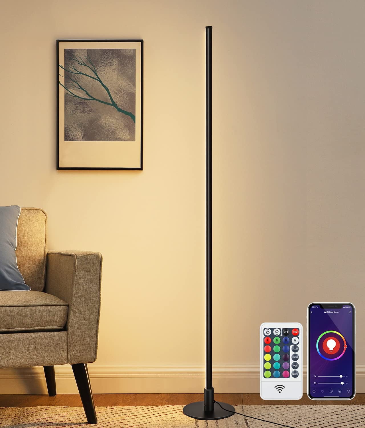 ◆かーみん◆ ZXNYH RGBW LED Corner Floor Lamp with Remote, 57.5