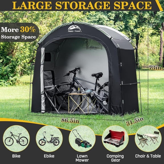 Bike Storage Shed Tent, Waterproof Portable Bicycle Cover with 30% More Top Storage Space for 2/3/4/5 Bikes,Clips Easy Setup Outdoor Sheds Shelter for Motorcycle, Garden Tools, Lawn Mower
