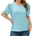 thumbnail image 3 of Inverlee Blouses Women Dressy Casual Short Sleeve Tops Eyelet Hollow Out Cute Loose Fit Solid Color Shirts Flowy Elegant Tunic Top, 3 of 8