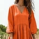 thumbnail image 5 of Mujeres Vestido Casual Suelto Y Casual Tres Cuartos de Mangas Cuello en V Vestido de Lino Mujeres, 5 of 7
