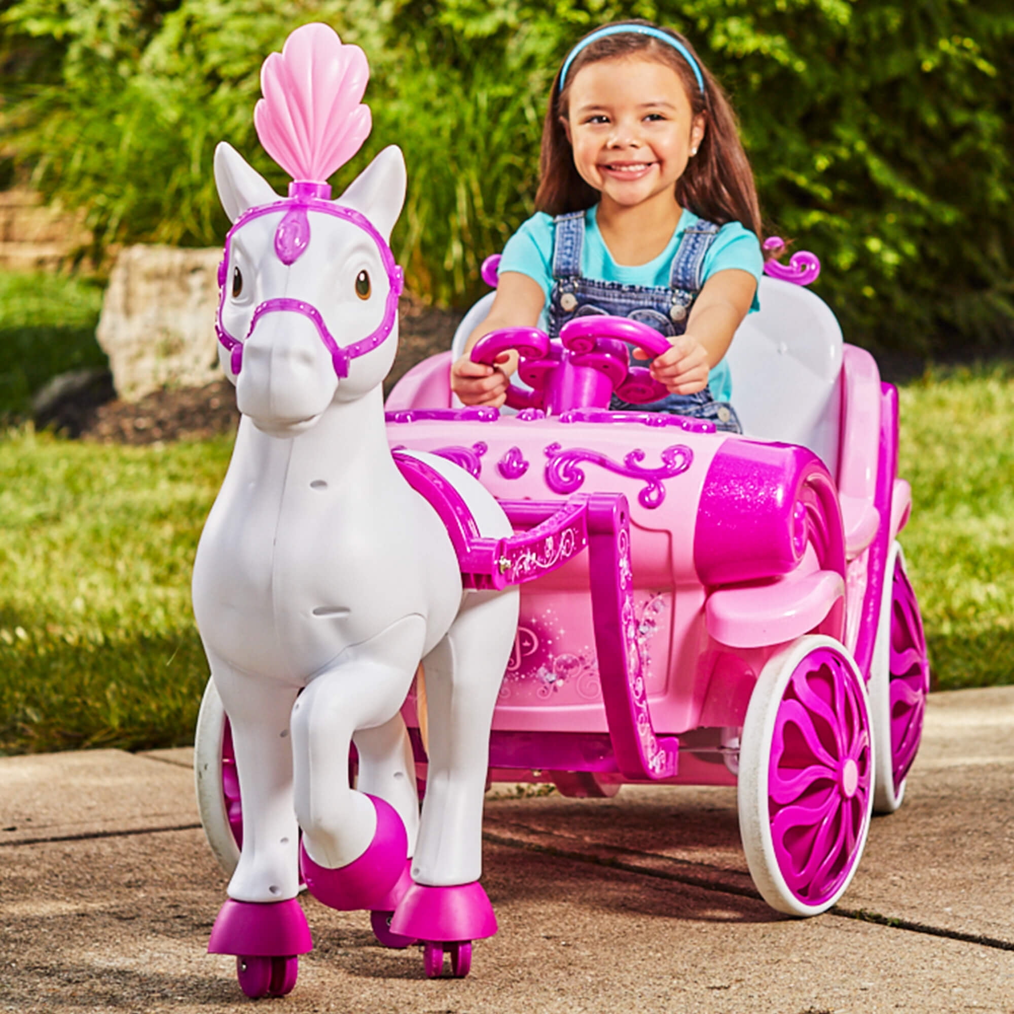 6v disney princess royal horse and carriage electric ride on