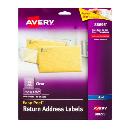 avery easy peel return address labels clear 600 0 ct walmart com