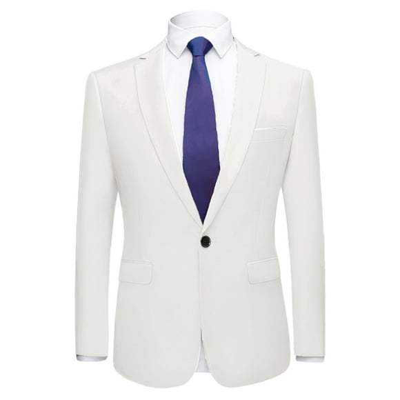 Blazer de hombre Slim Fit Blazer de un solo botón Traje de baile de graduación Abrigo deportivo blanco S
