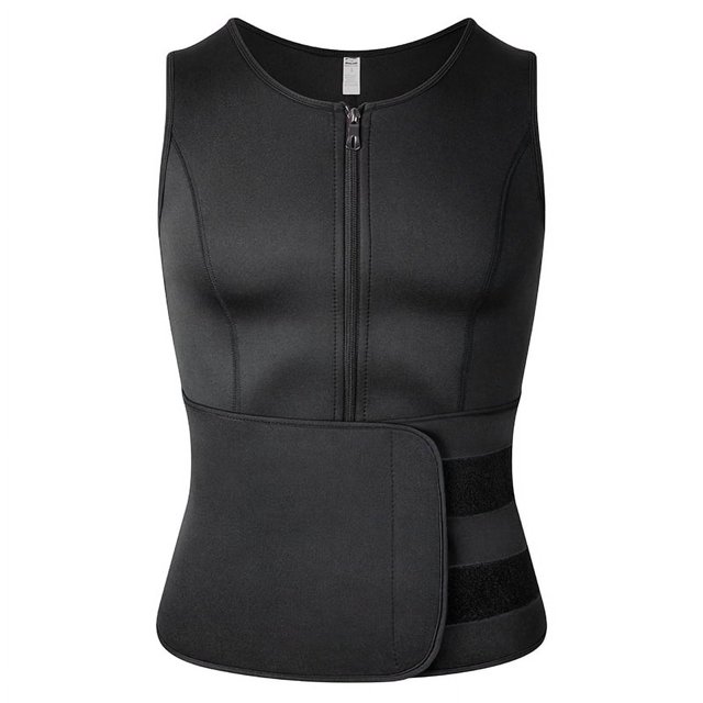 Qtree Men Body Shaper Waist Trainer Vest Slimming Sauna Sweat Jacket Compression Shapewear Fat Burner Workout Belly Trimmer Tops