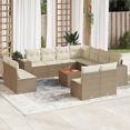 thumbnail image 1 of vidaXL 12 Piece Garden Sofa Set with Cushions Beige Poly Rattan, 1 of 5