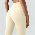 thumbnail image 5 of UOCUFY Women's Yoga Pants with Pockets Flare Leggings High Waist Yoga Dress Pants Tall Bootcut Casual Work (White,L), 5 of 8