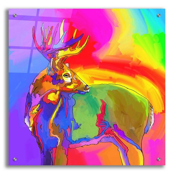 Epic Art 'Pop Art Deer 1' by Howie Green, Acrylic Glass Wall Art, 24"x24"