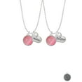 thumbnail image 2 of Delight Jewelry Silvertone Round - Imitation Cat's Eye - Pink - Mother & Daughter Heart Necklaces (Set of 2), 19"+2", 2 of 4