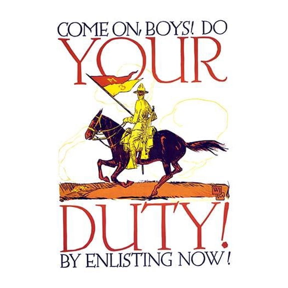 Come on Boys! Do Your Duty- Fine Art Canvas Print (20" x 30")