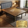 thumbnail image 2 of Base para Cama Matrimonial de Acero Reforzado, con Cabecera Tapizada en Tela, y Cubierta de MDF – Fácil de Armar y Resistente para Colchón, Marco de cama, Base de Cama, 2 of 4